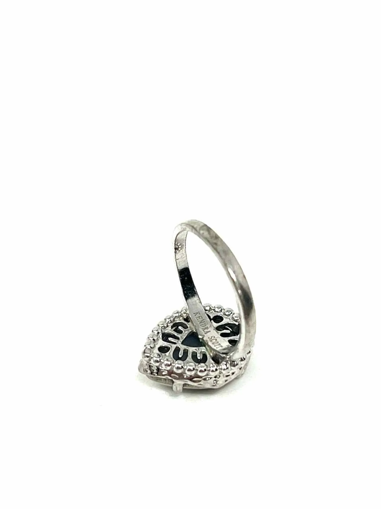 Kendra Scott Size 5.25 Silver/Gray Teardrop Druzy Jewelry Ring