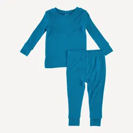 long sleeve crew neck pj set | sapphire | modal skinny rib