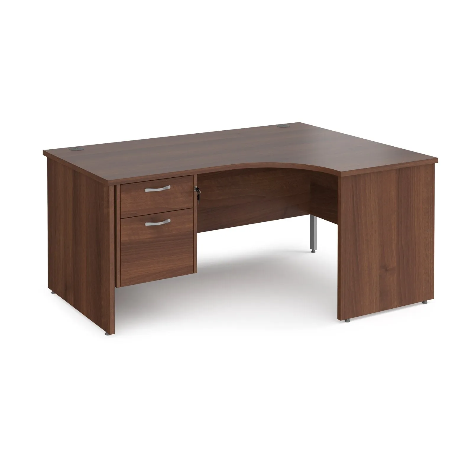 Maestro 25 panel end right hand ergonomic corner desk with 2 drawer ped