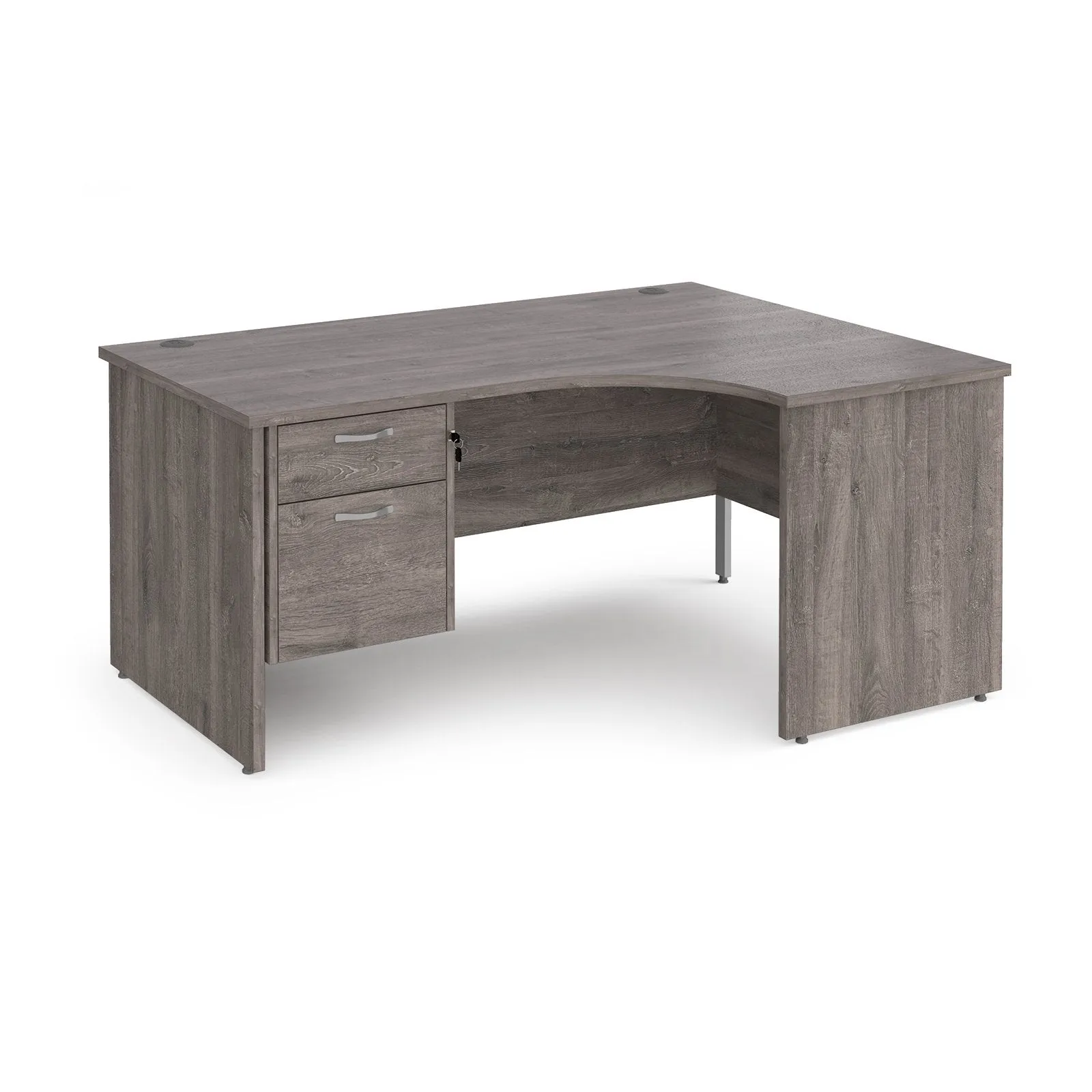 Maestro 25 panel end right hand ergonomic corner desk with 2 drawer ped