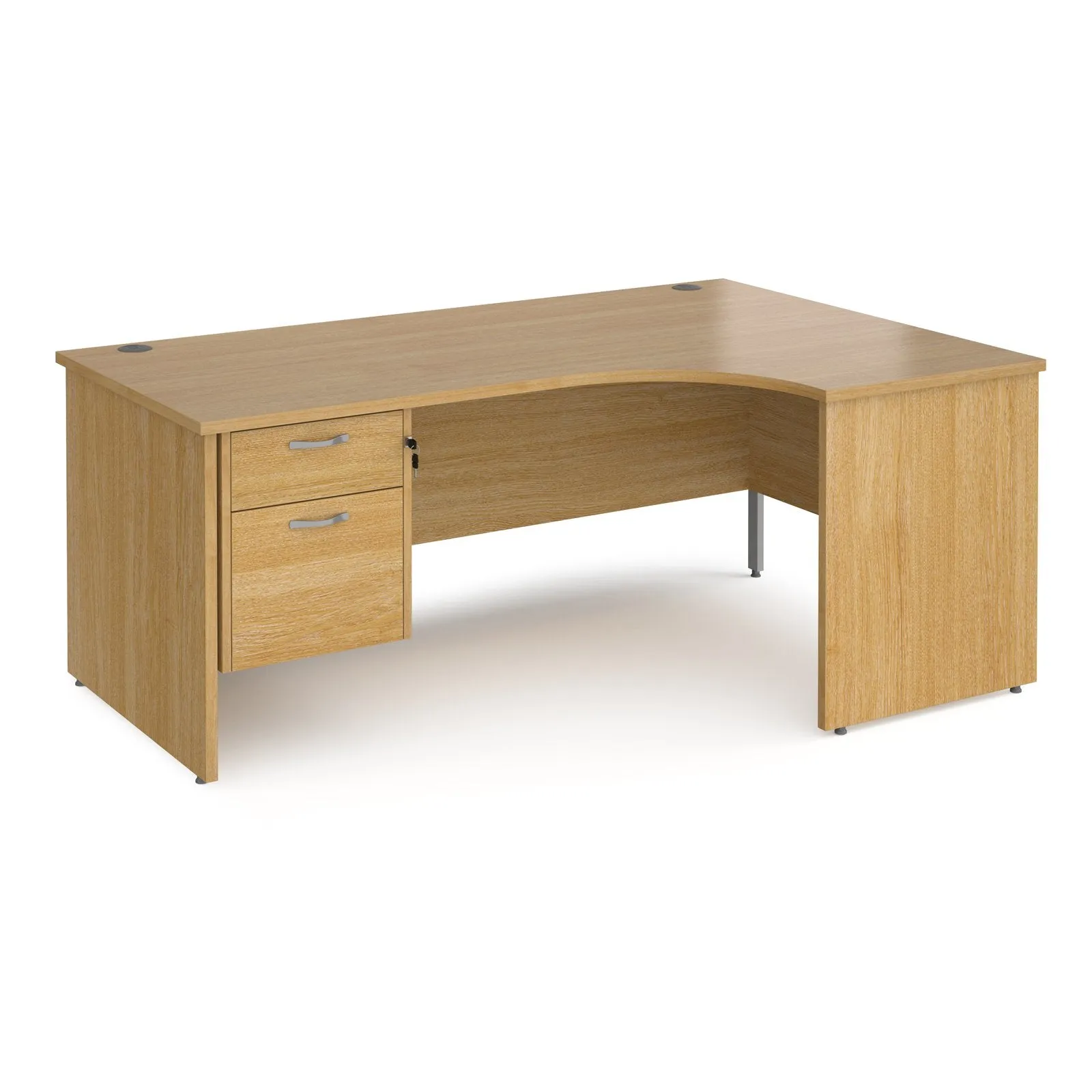Maestro 25 panel end right hand ergonomic corner desk with 2 drawer ped