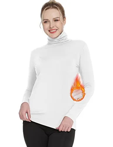MANCYFIT Thermal Top for Women Turtleneck Shirt Long Sleeve Undershirt Ultra Soft Fleece Lined Base Layer