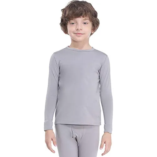 MANCYFIT Thermal Tops for Boys Fleece Lined Underwear Long Sleeve Undershirts Baselayer