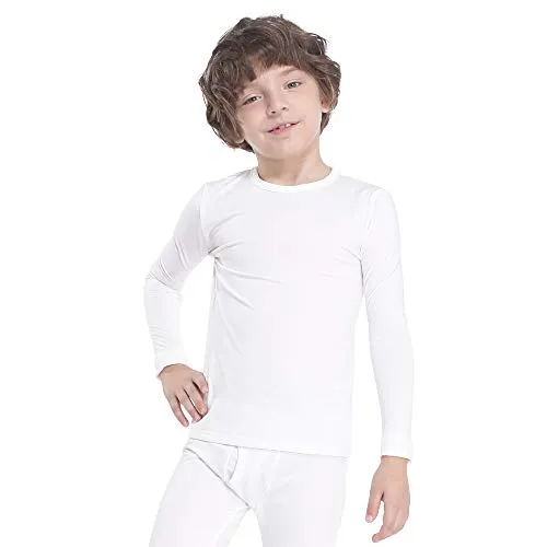 MANCYFIT Thermal Tops for Boys Fleece Lined Underwear Long Sleeve Undershirts Baselayer