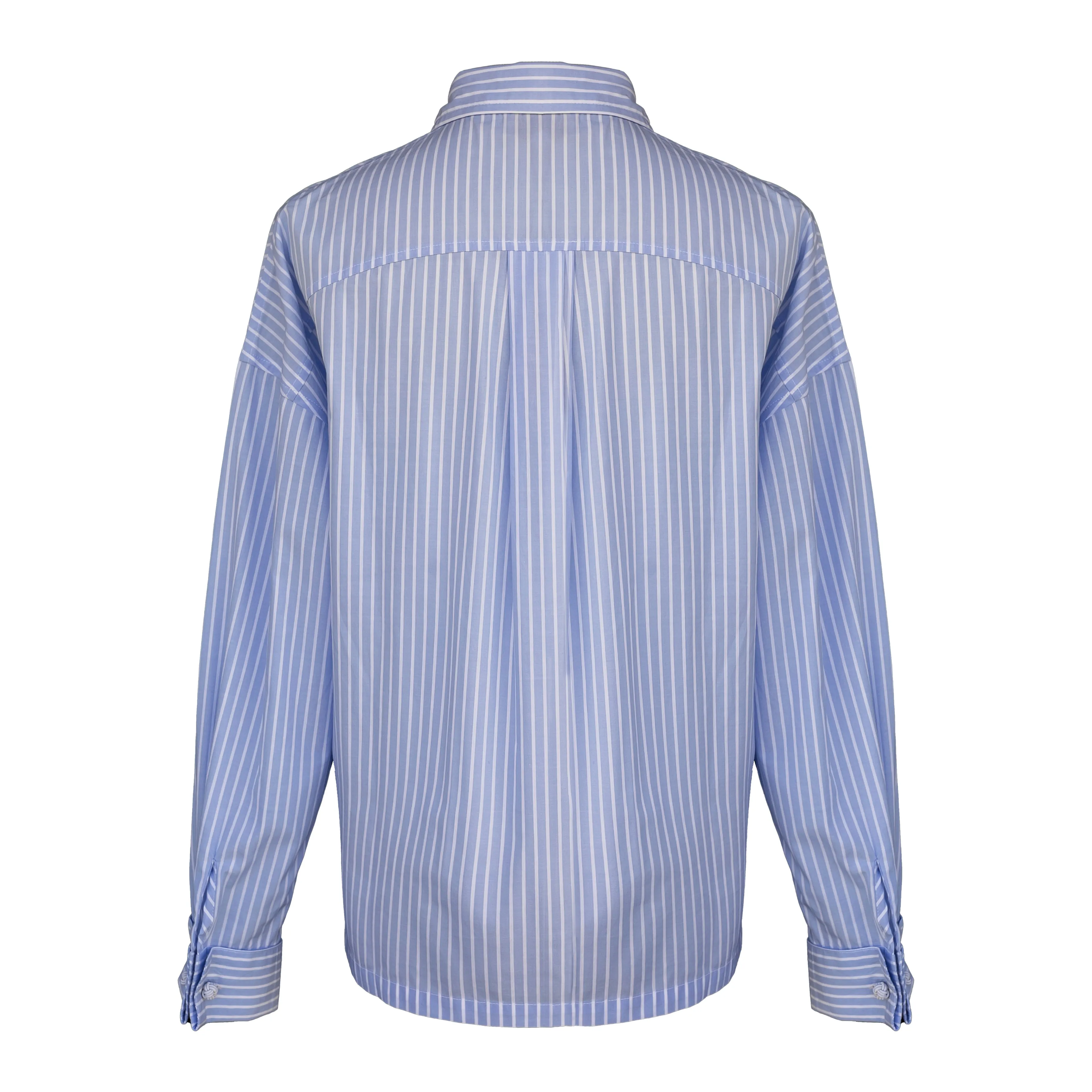 MASON'S DAUGHTER the Boyfriend Shirt, Blue & White Striped Poplin
