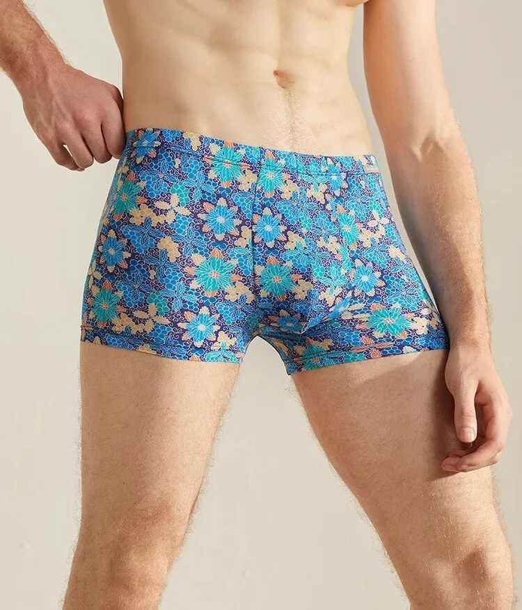 Men's Dry-Fast Polyamide Chinese Artistic Printed Trunks Underwear