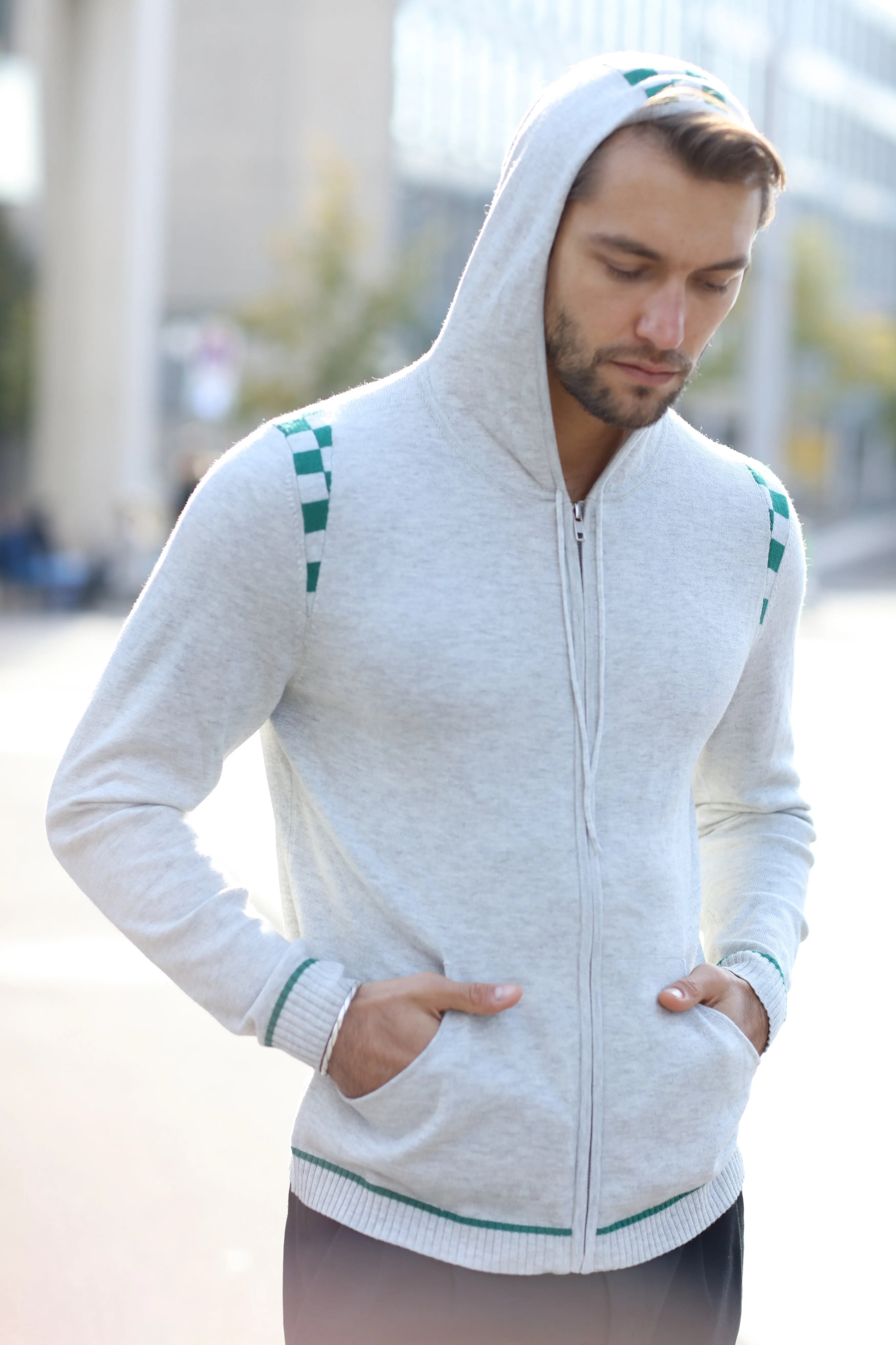 Men's Merino and Cotton Checker Print Tracksuit