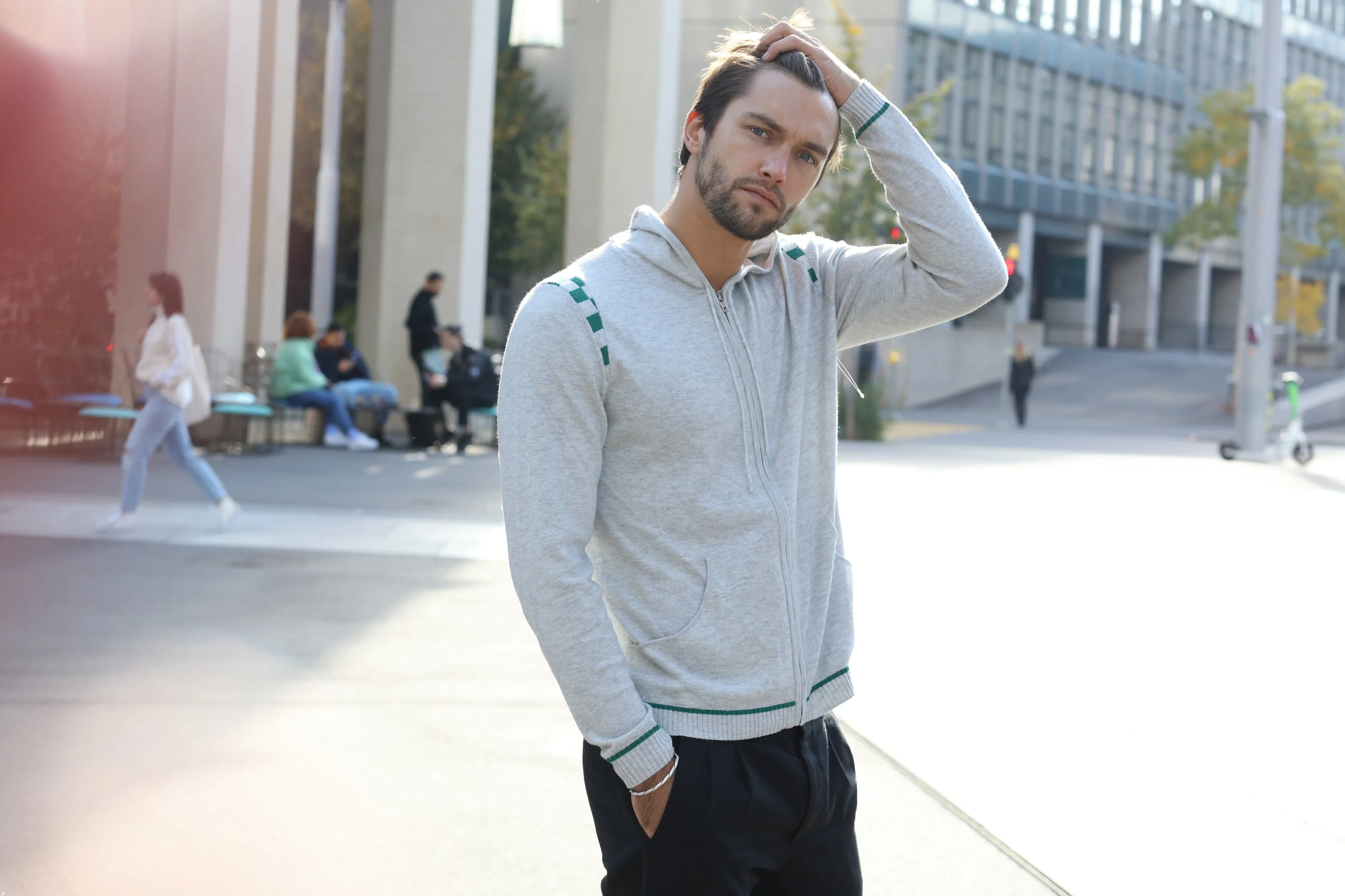 Men's Merino and Cotton Checker Print Tracksuit
