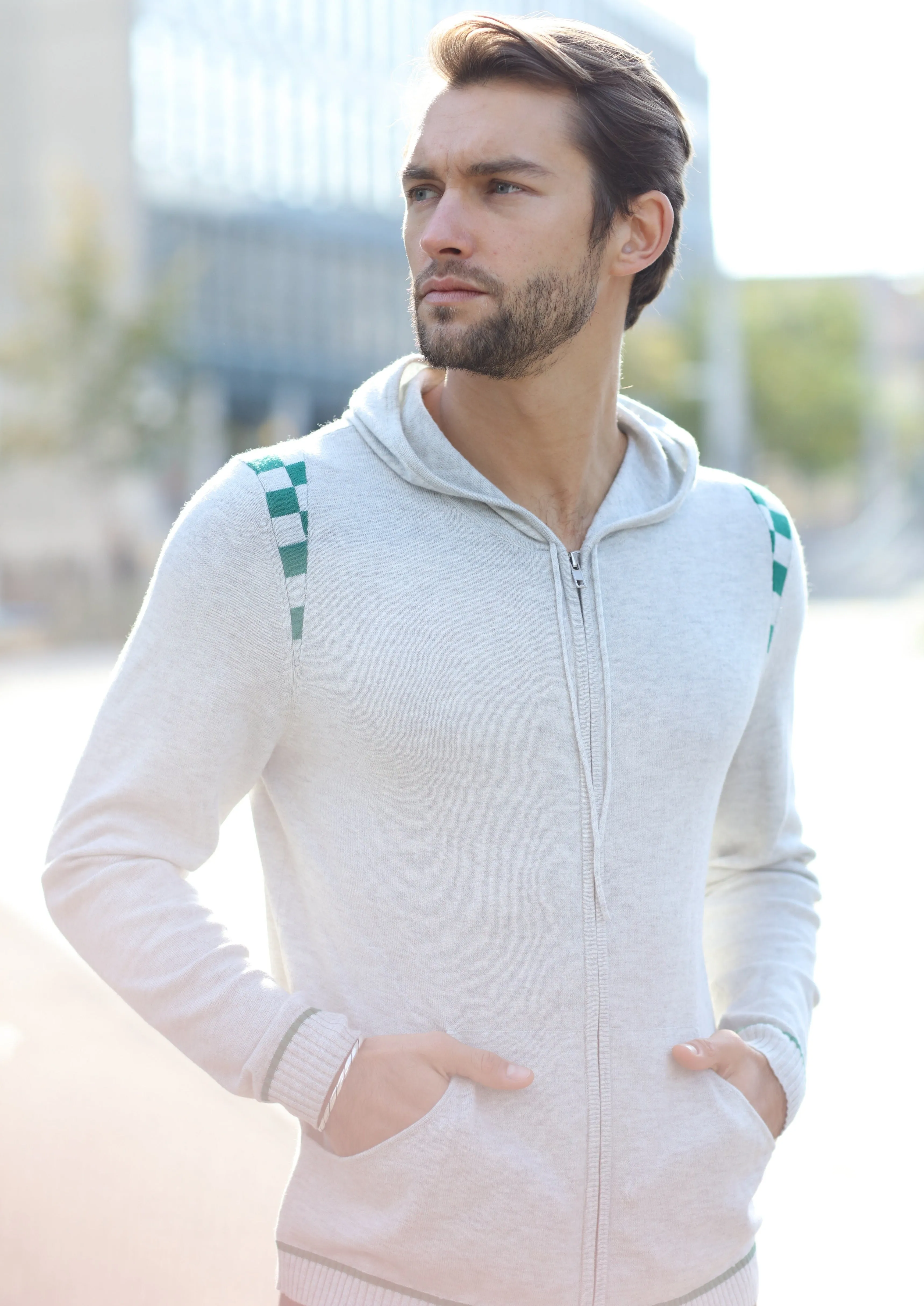 Men's Merino and Cotton Checker Print Tracksuit