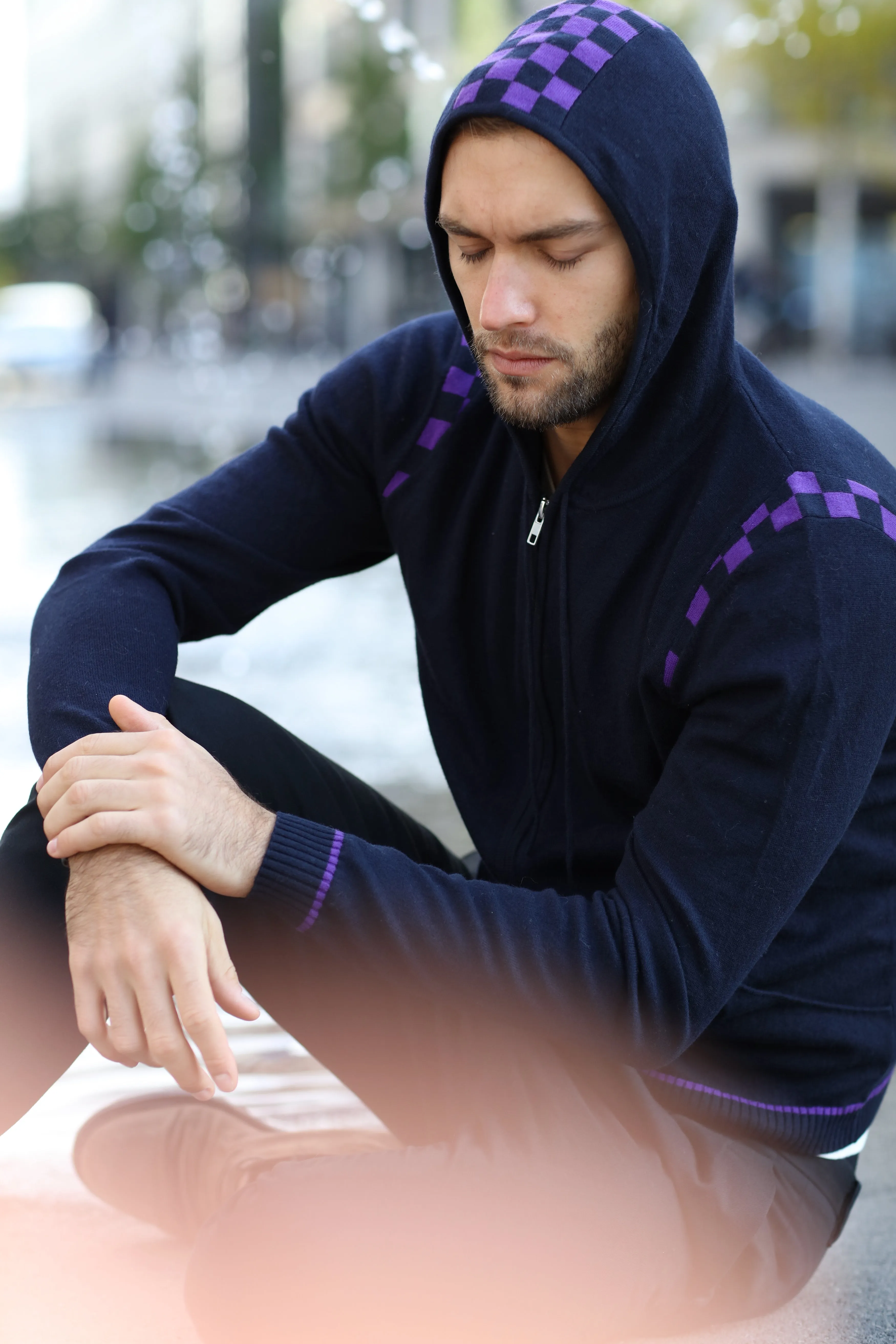 Men's Merino and Cotton Checker Print Tracksuit