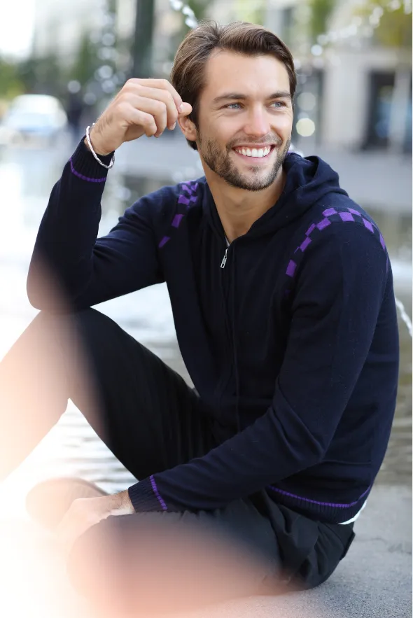 Men's Merino and Cotton Checker Print Tracksuit