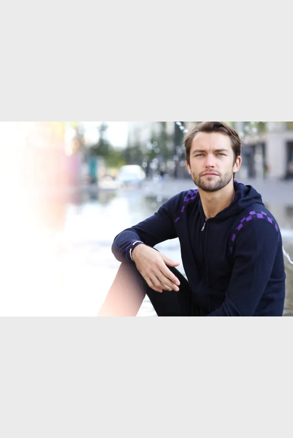 Men's Merino and Cotton Checker Print Tracksuit