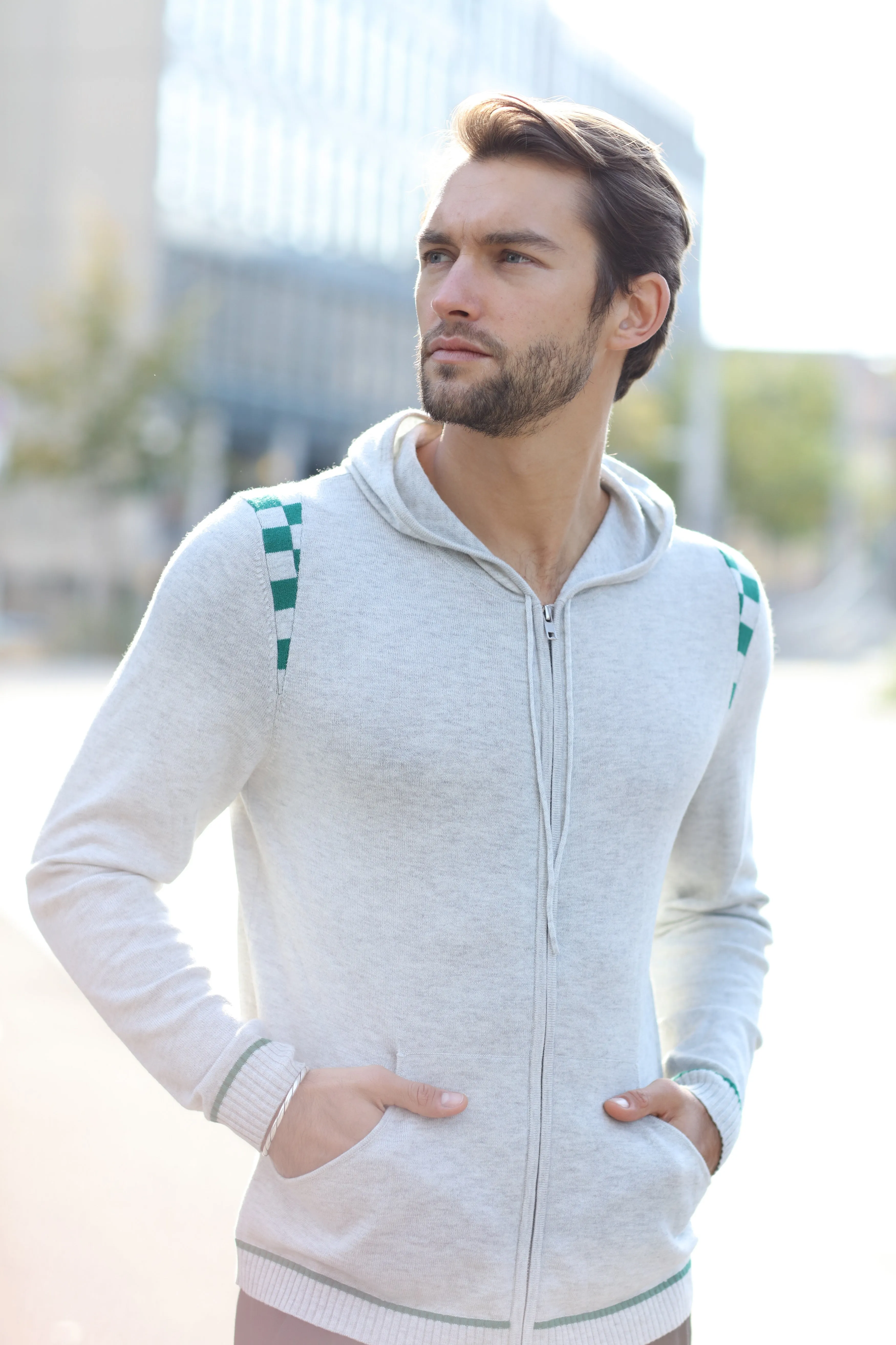 Men's Merino and Cotton Checker Print Tracksuit