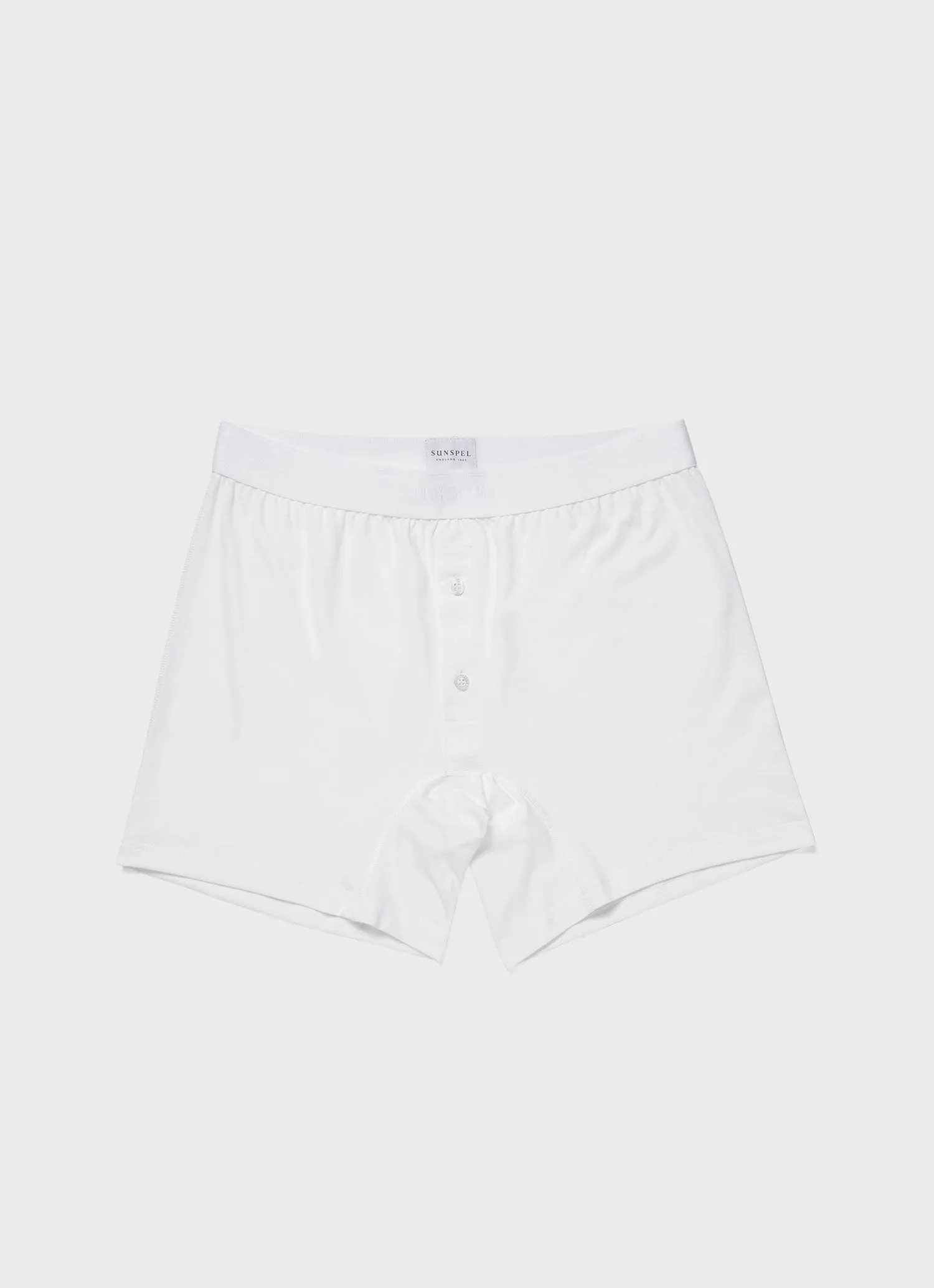 Men's Superfine Cotton Two-Button Boxer Briefs in White