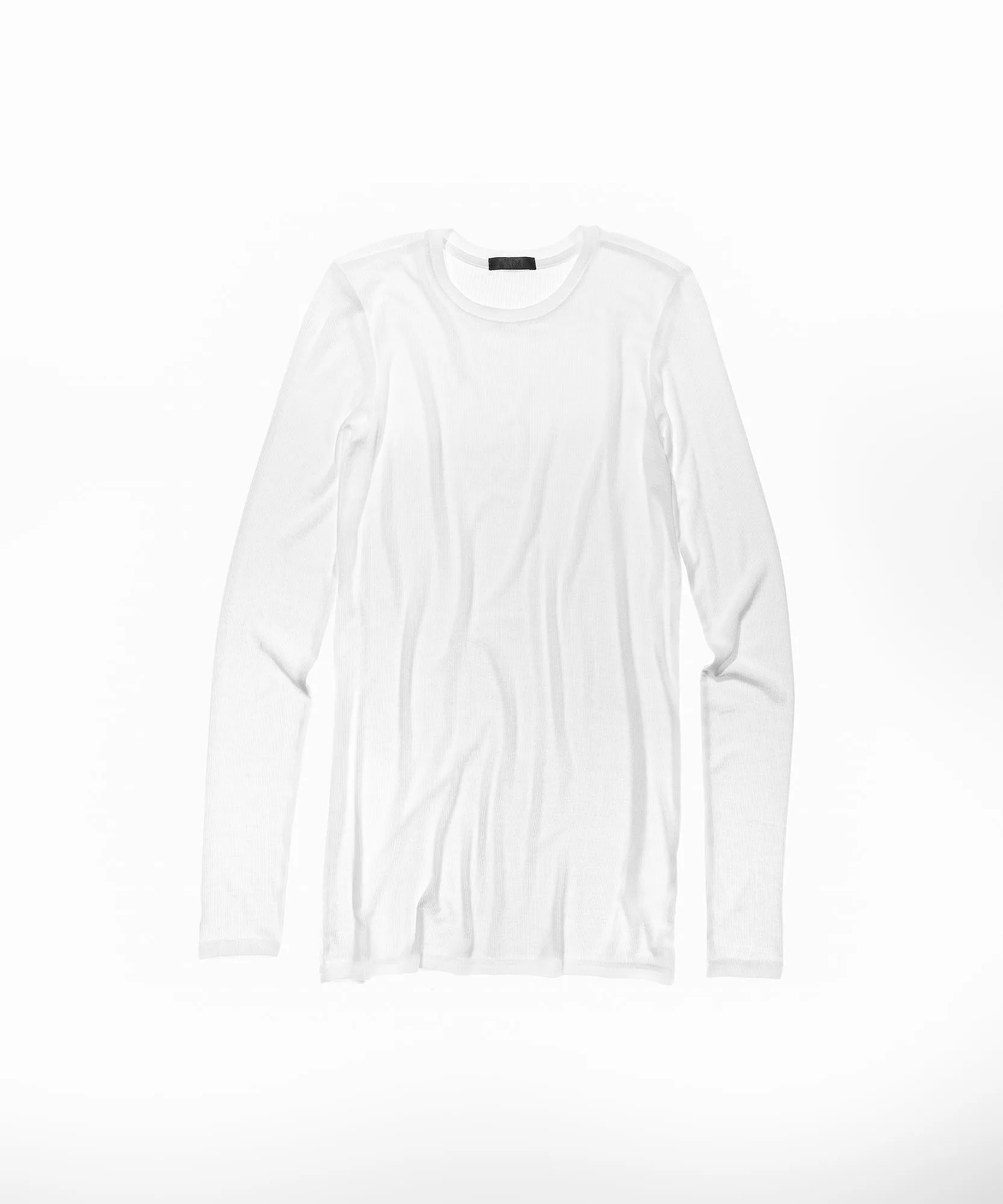 Modal Rib Long Sleeve Crew - White