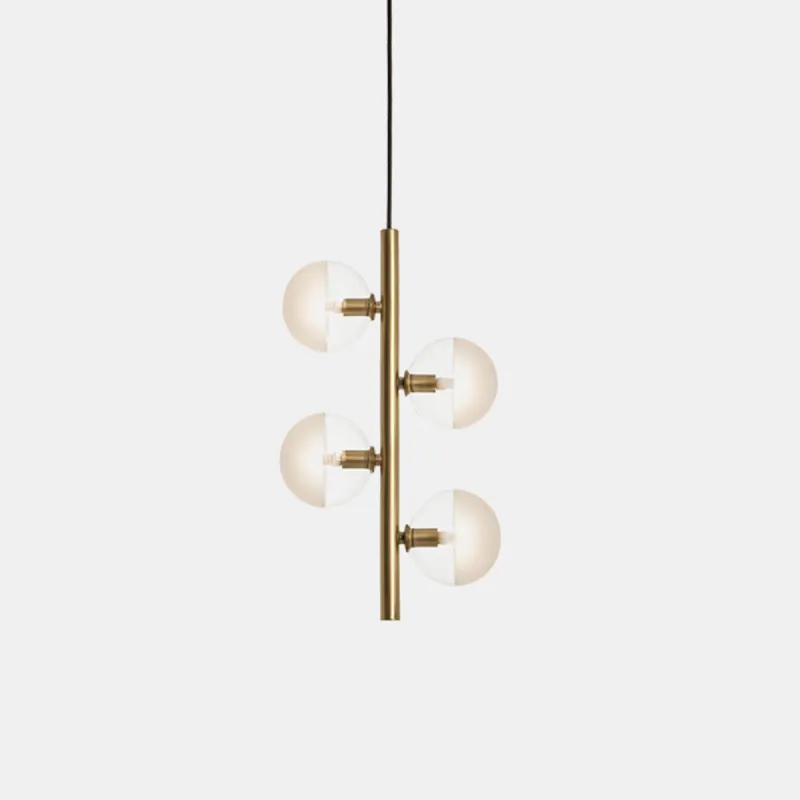 Modern Half Frosted Sphere Vertical Pendant Light