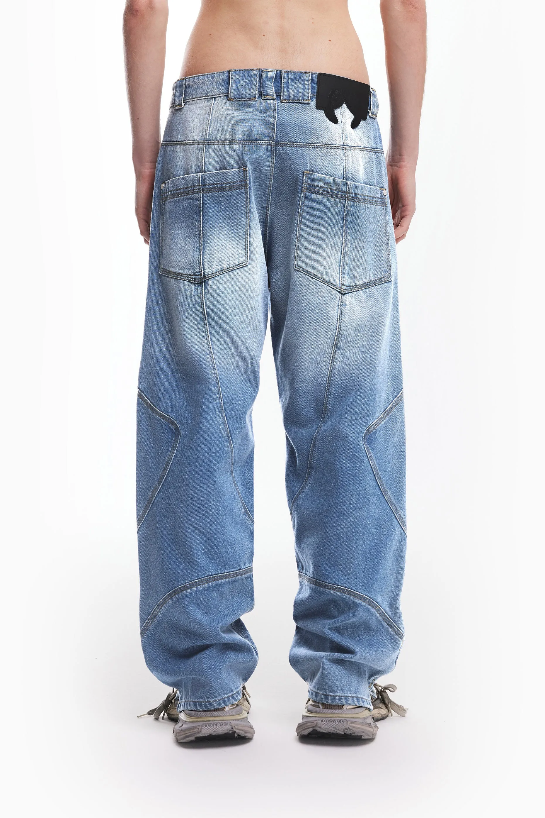Light Blue Washed Moto Denim Jeans