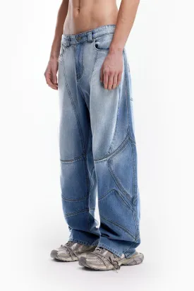 Light Blue Washed Moto Denim Jeans