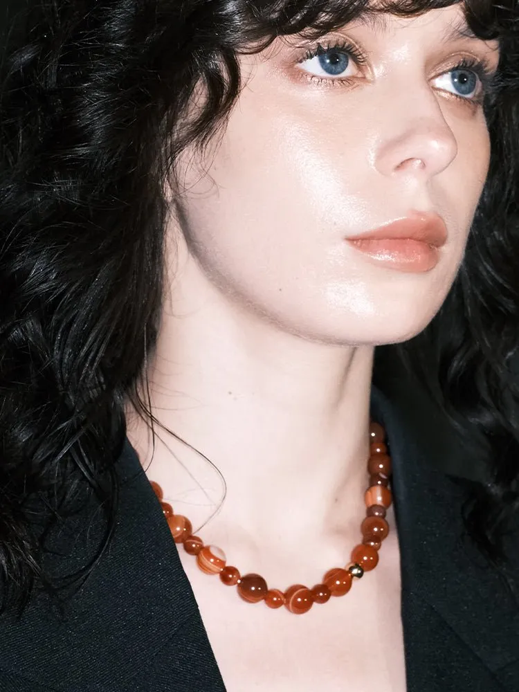 Natural Red Onyx Beaded Necklace