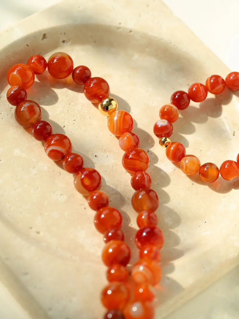 Natural Red Onyx Beaded Necklace