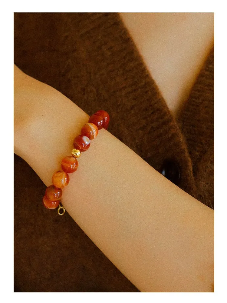 Natural Red Onyx Beaded Necklace