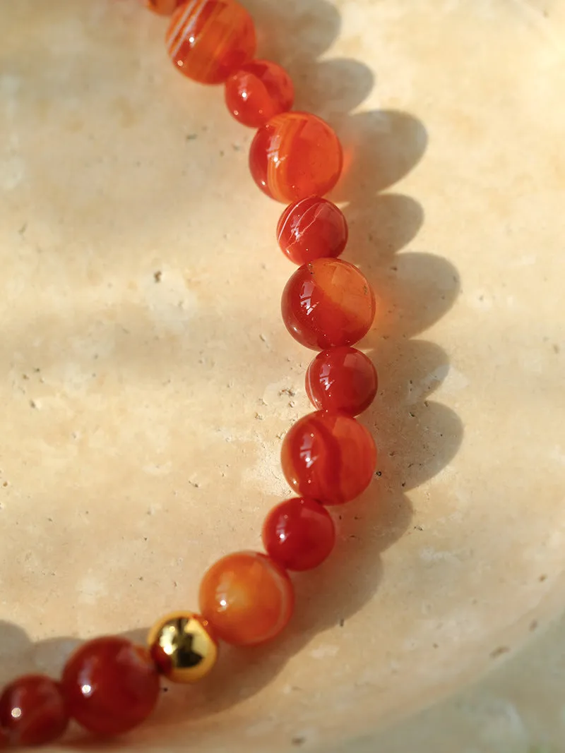 Natural Red Onyx Beaded Necklace