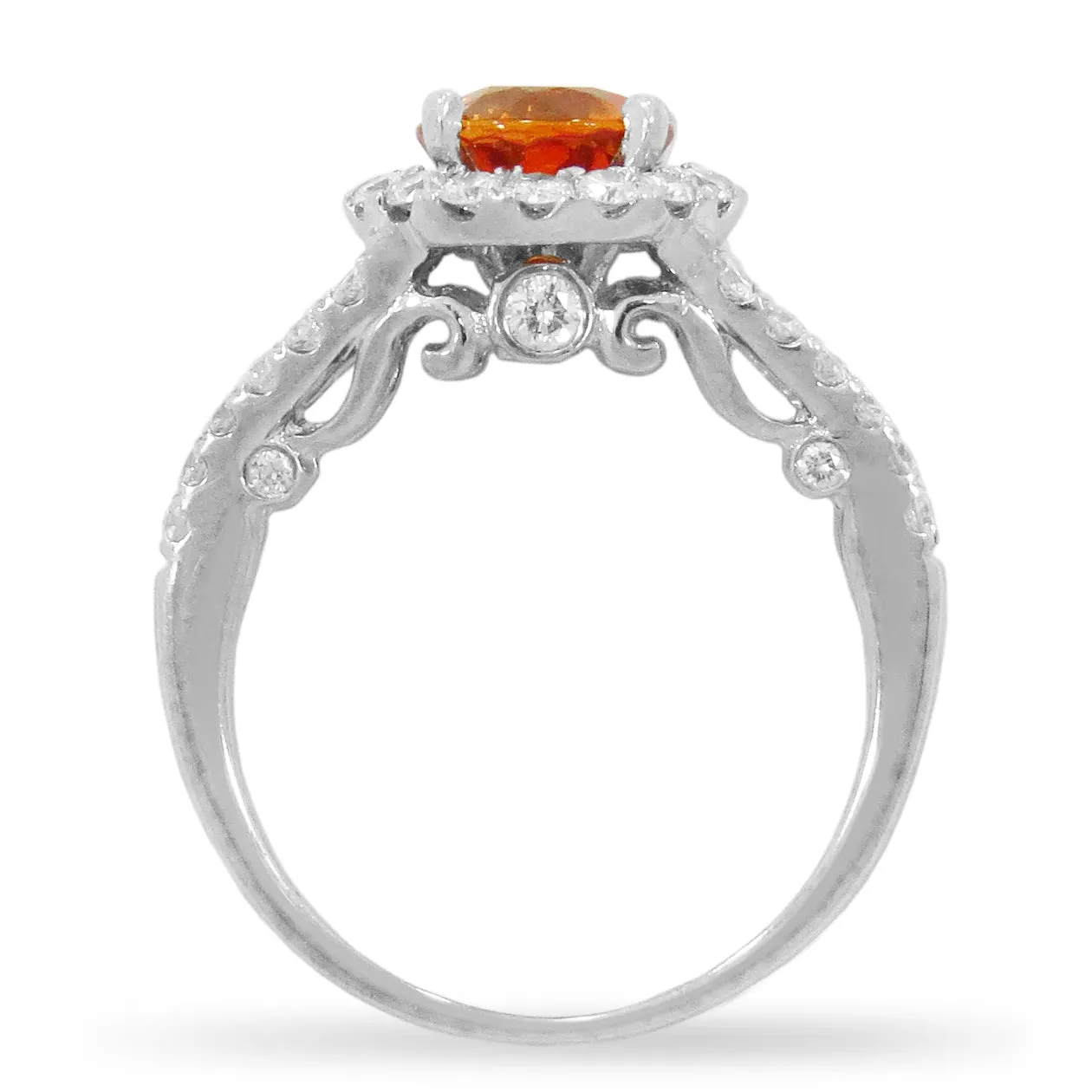 Orange Garnet Diamond Ring