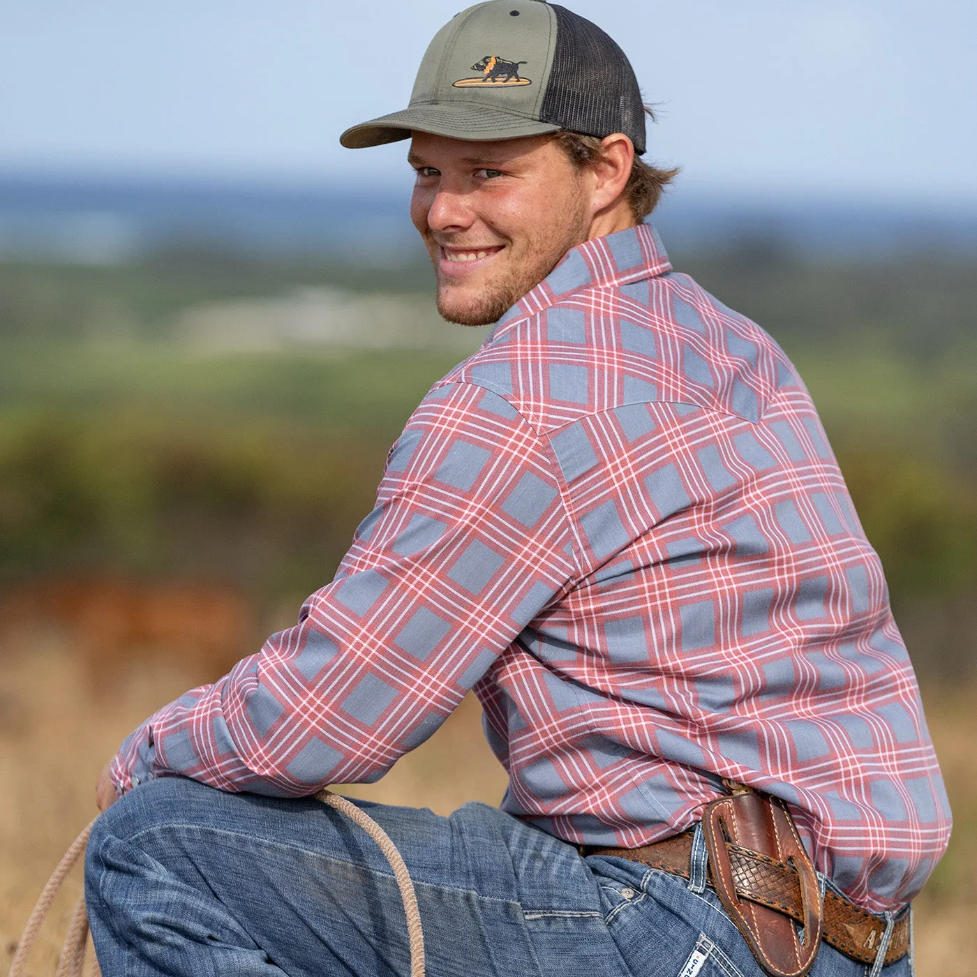 Palaka Nui Lava Red Long Sleeve Snap Shirt