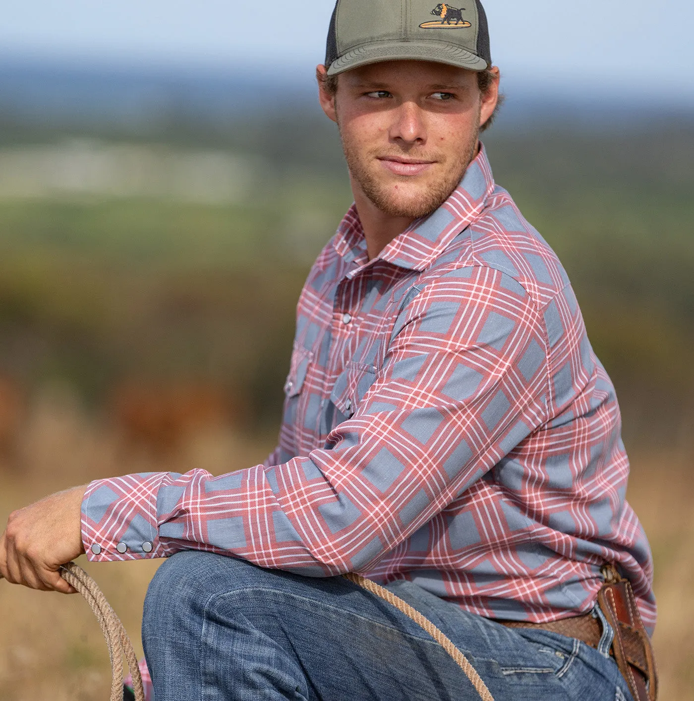 Palaka Nui Lava Red Long Sleeve Snap Shirt