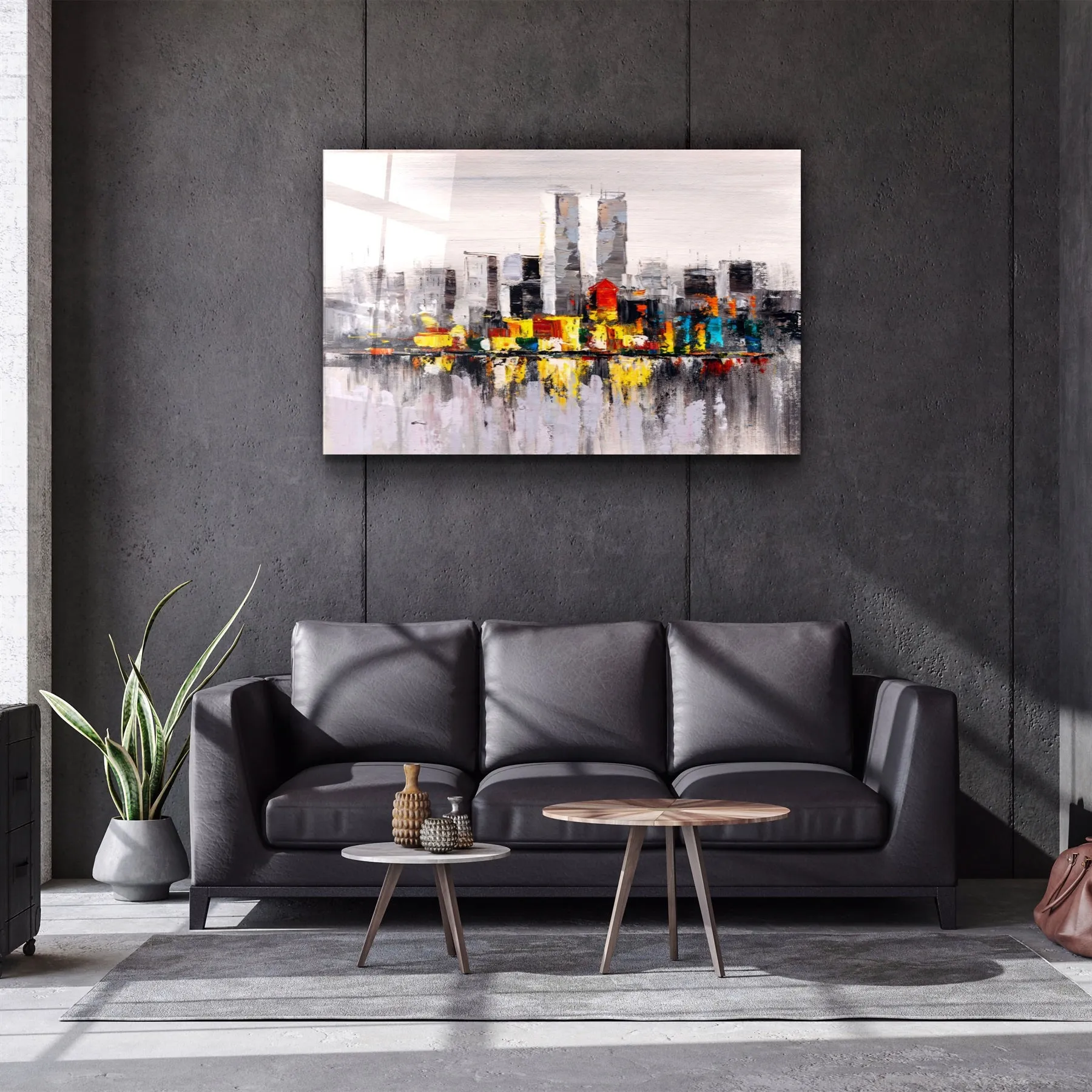 ・"Abstract City"・Glass Wall Art