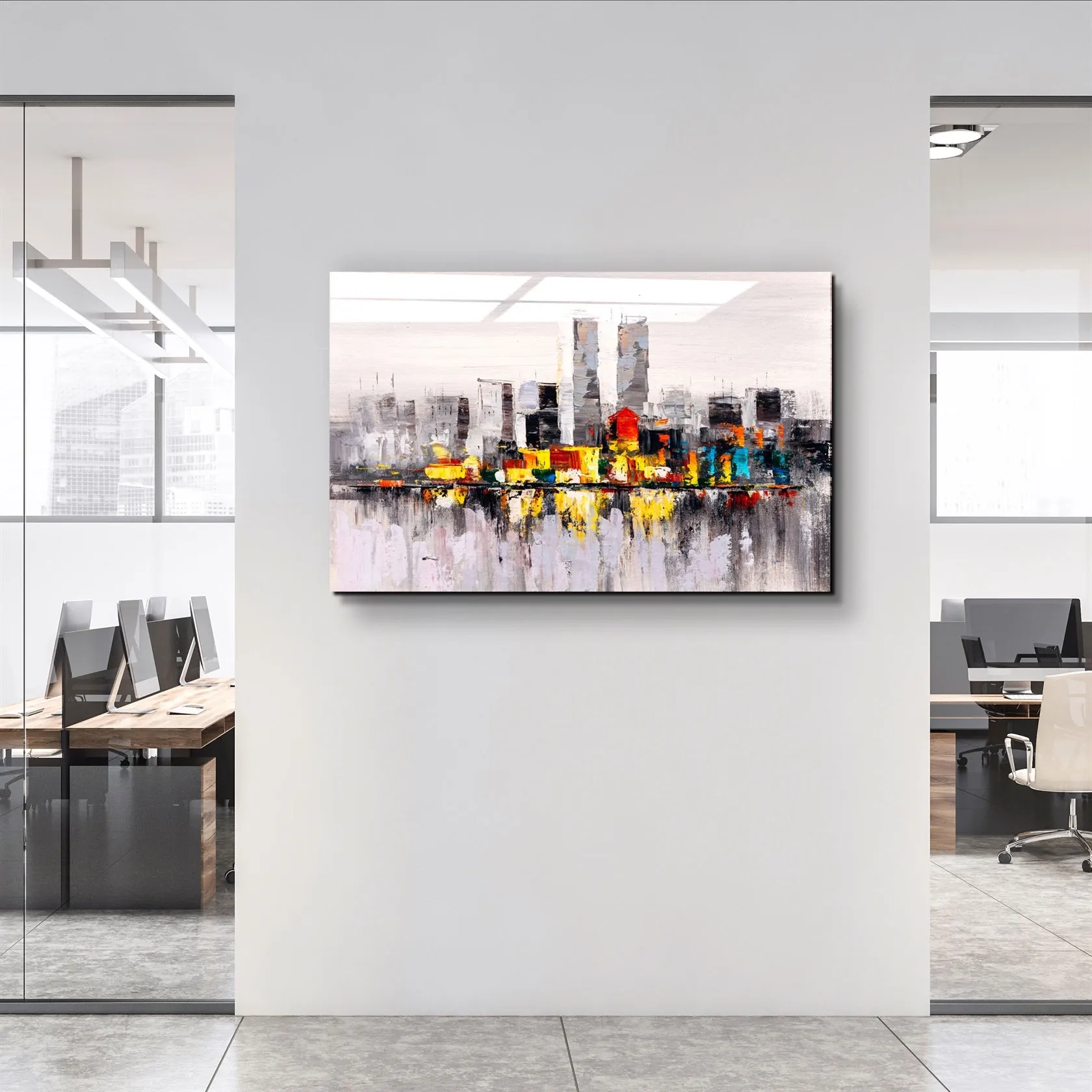 ・"Abstract City"・Glass Wall Art