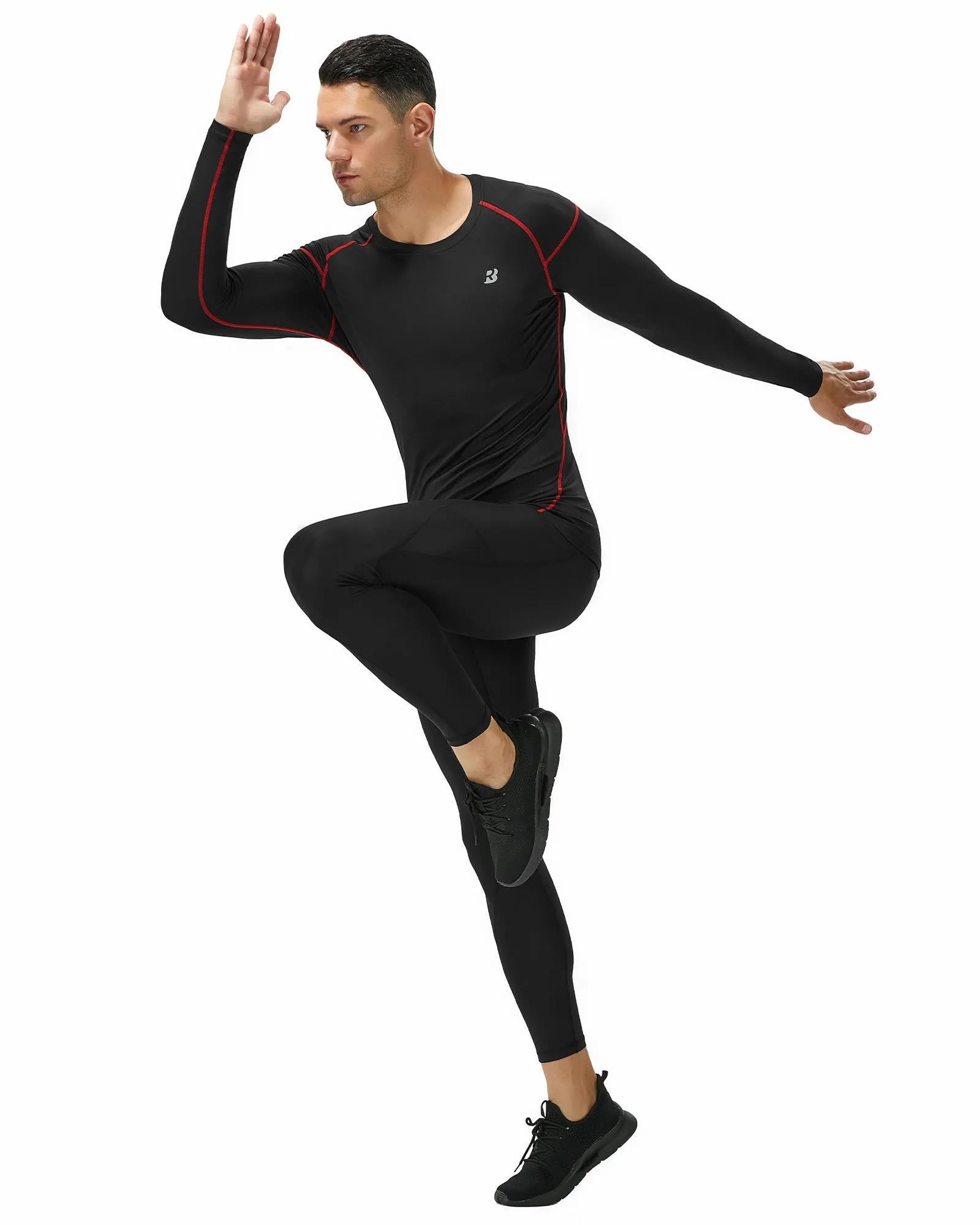 Roadbox Mens Long Sleeve Compression Shirts 3 Pack Cold Weather Thermal Underwear Base Layer Tops for Running Baseball