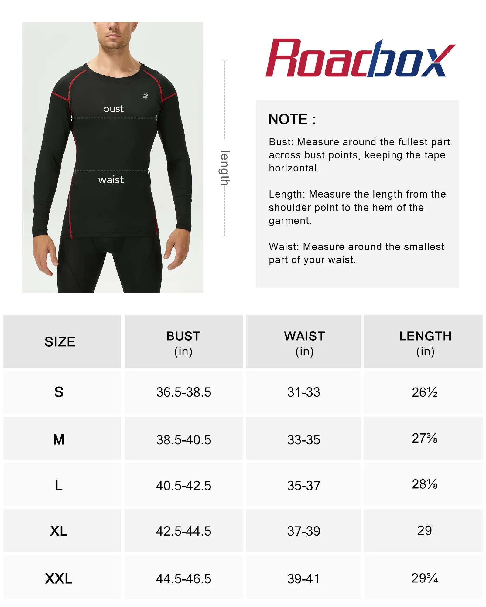 Roadbox Mens Long Sleeve Compression Shirts 3 Pack Cold Weather Thermal Underwear Base Layer Tops for Running Baseball