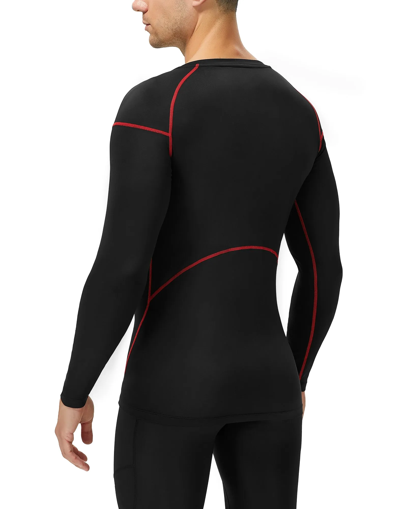 Roadbox Mens Long Sleeve Compression Shirts 3 Pack Cold Weather Thermal Underwear Base Layer Tops for Running Baseball