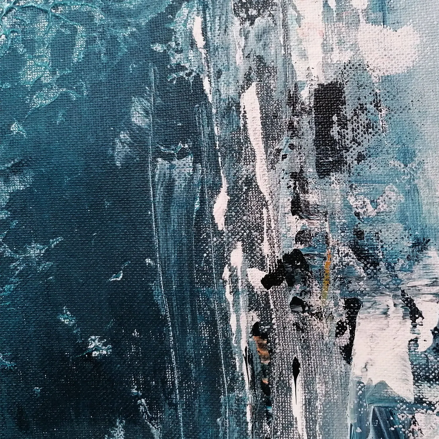 Smoky Blue & white abstract painting 28  x 18 inches - ready to ship