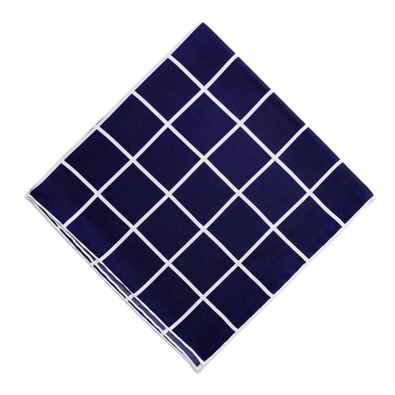 Sovereign Grade Prince of Wales Pocket Square, Navy/White