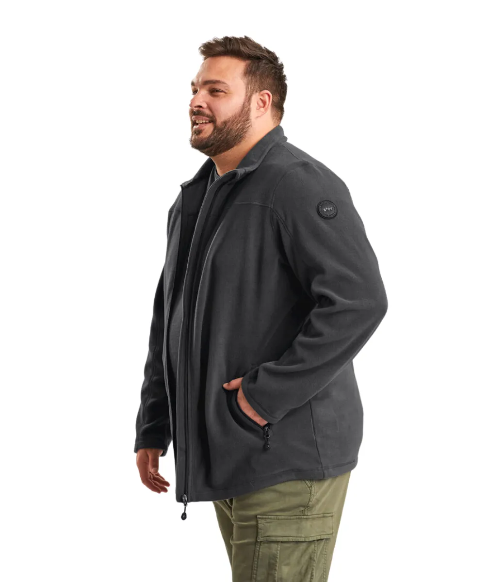 Stoy Earle Mens Plus Size Zip Fleece Jacket Black Sizes 2XL-6XL