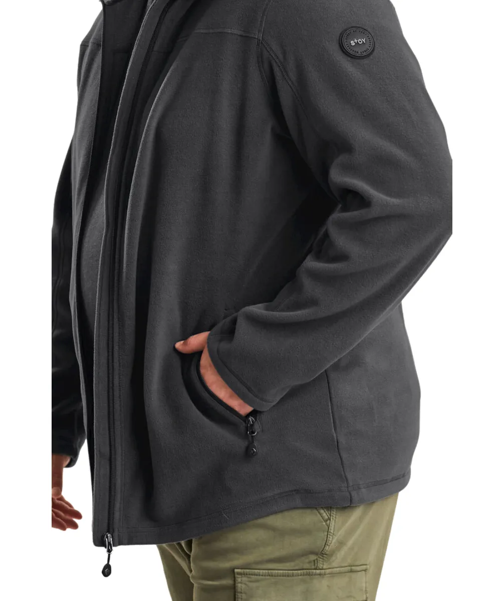 Stoy Earle Mens Plus Size Zip Fleece Jacket Black Sizes 2XL-6XL
