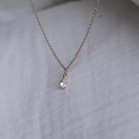 Topaz Pear Pendant Necklace - Solid 14kt