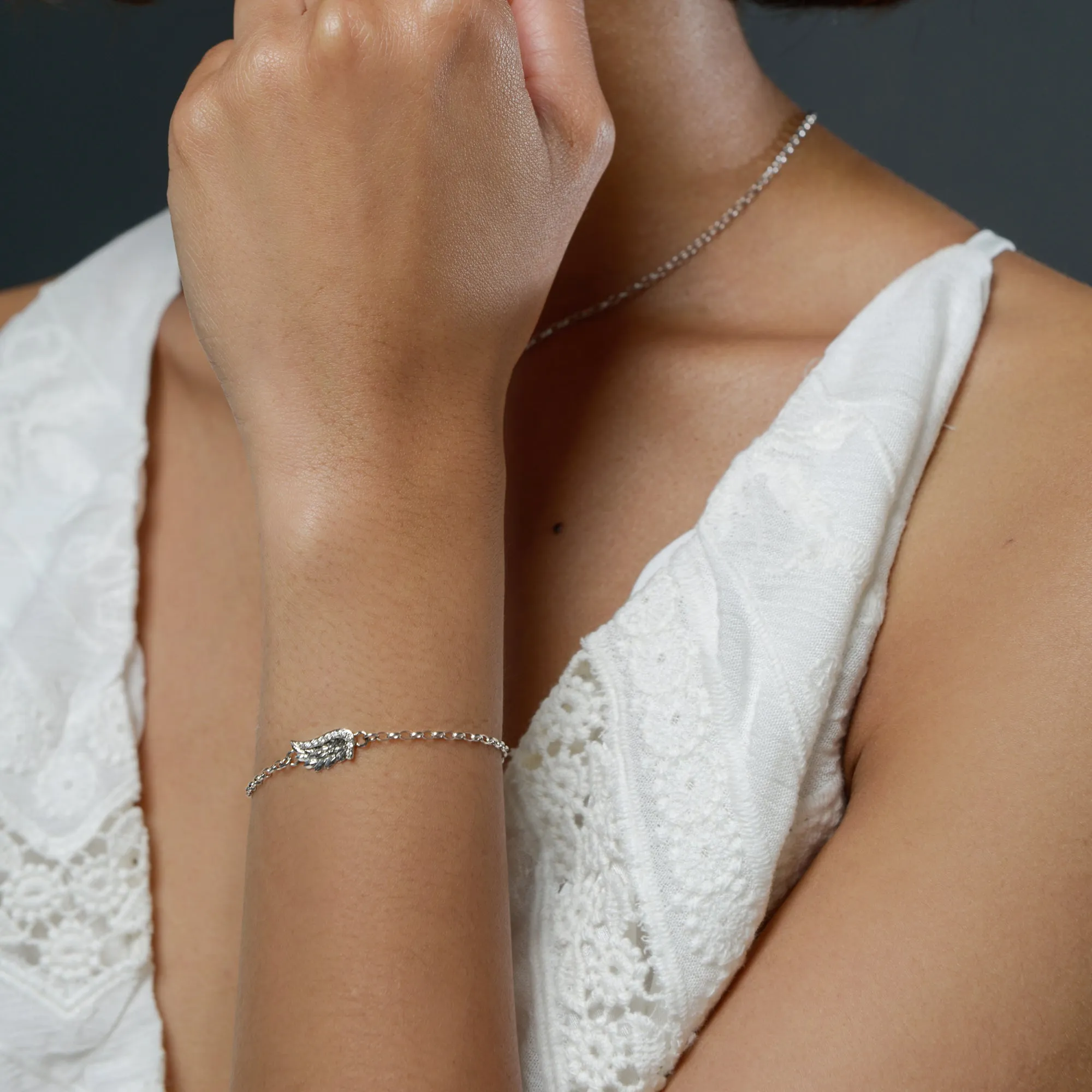 White Gold Venetian Wing Bracelet