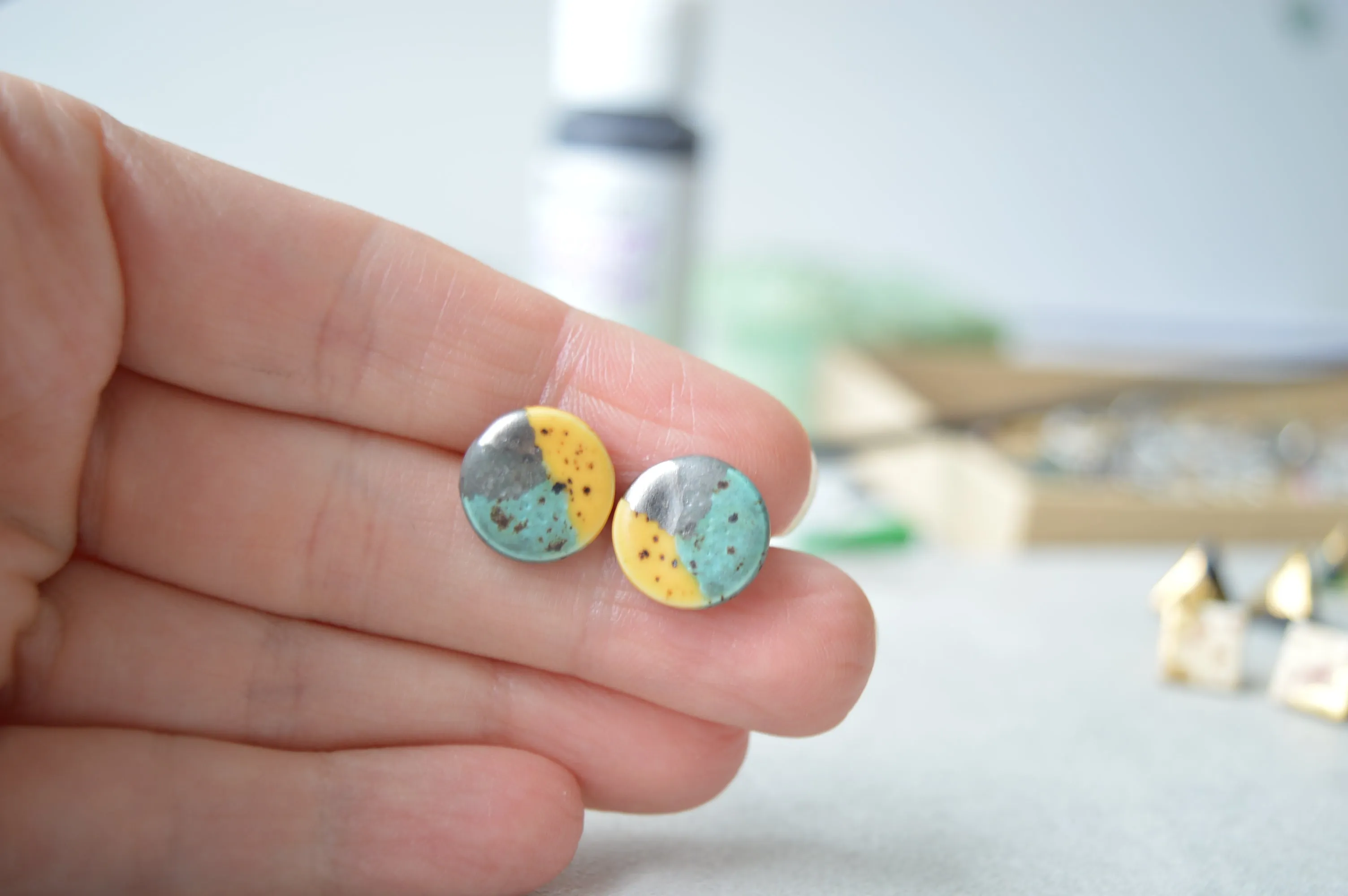 Yellow turquoise earrings