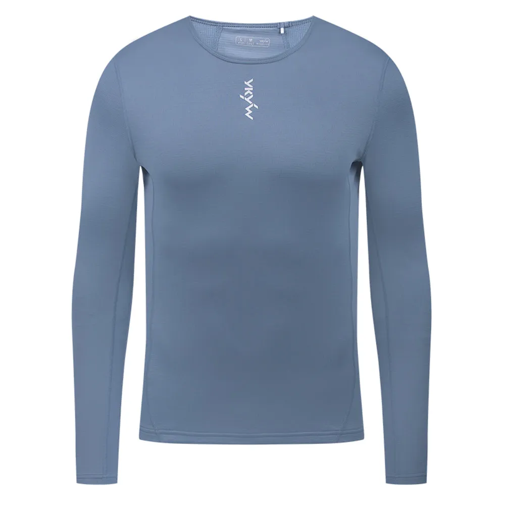 YKYW Men's Cycling Long Sleeve Base Layers Clothing Winter Thermal Fleece Bicycle Undershirt Bike Base Underwear Gray Green