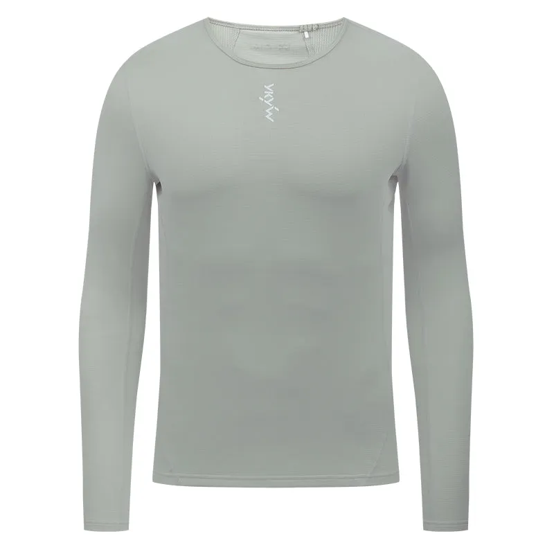 YKYW Men's Cycling Long Sleeve Base Layers Clothing Winter Thermal Fleece Bicycle Undershirt Bike Base Underwear Gray Green
