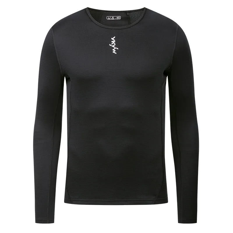 YKYW Men's Cycling Long Sleeve Base Layers Clothing Winter Thermal Fleece Bicycle Undershirt Bike Base Underwear Gray Green